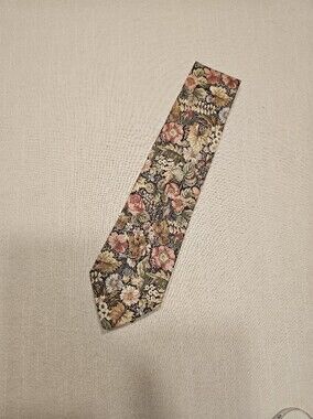 Buckingham 100% Cotton Floral Tie Necktie Statement Pink Brown